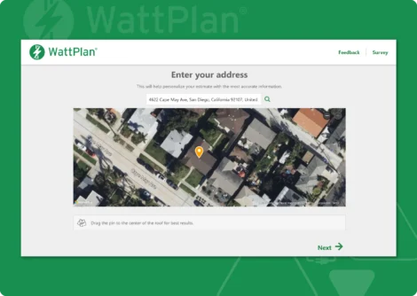 Personalized analysis includes rooftop plane data, shading, and anticipated solar irradiance