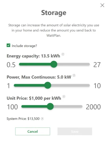 PV module - modify storage
