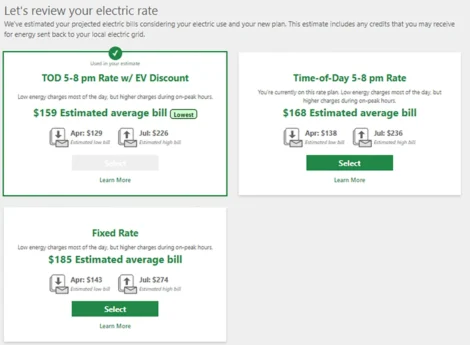 EV Module-Rate Selection