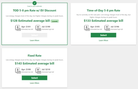 EV Module-Rate Selection