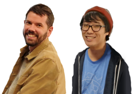 Two men smiling