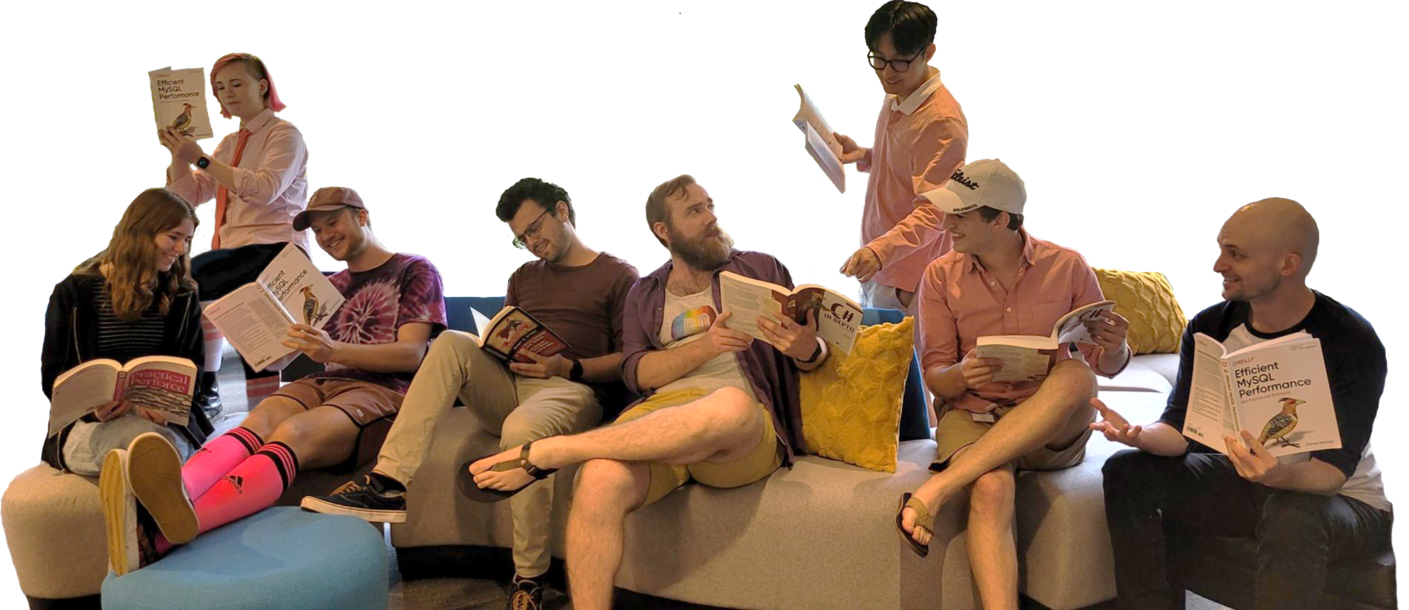 Group of people reading coding books
