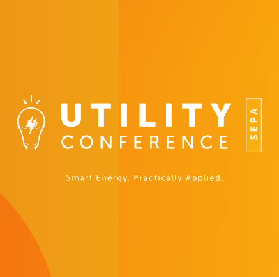 SEPA Utility Conference in white letters on an orange background with a light bulge outlined in white to the left