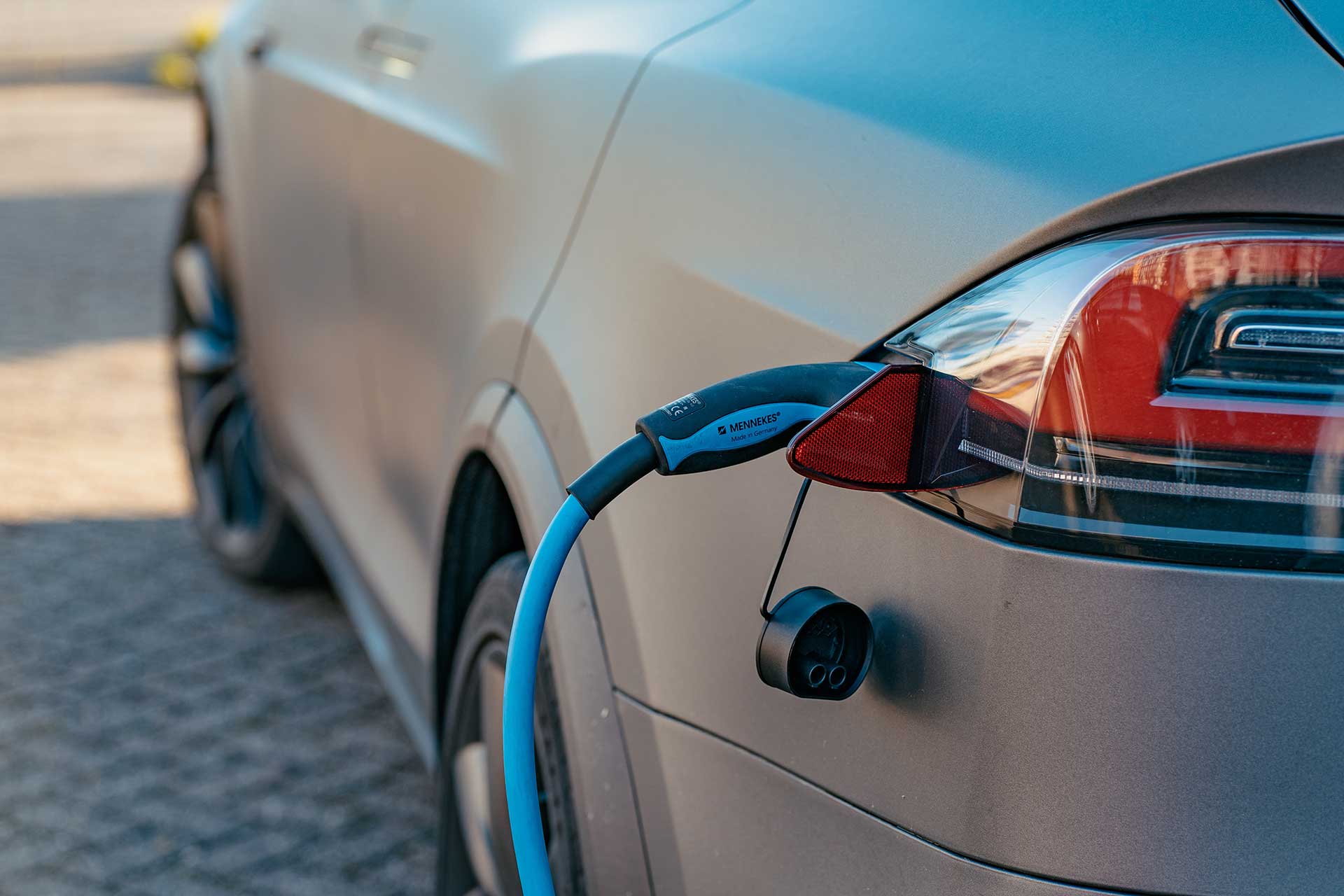 Closeup of EV charging