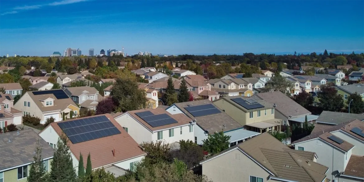 Neighborhood with solar panels