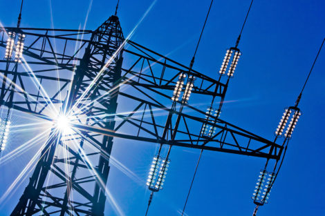 Powerlines with sun